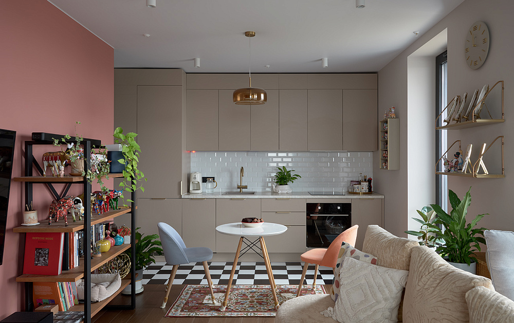 Шкафы и кухня Стоун Колор для однушки с круговой планировкой